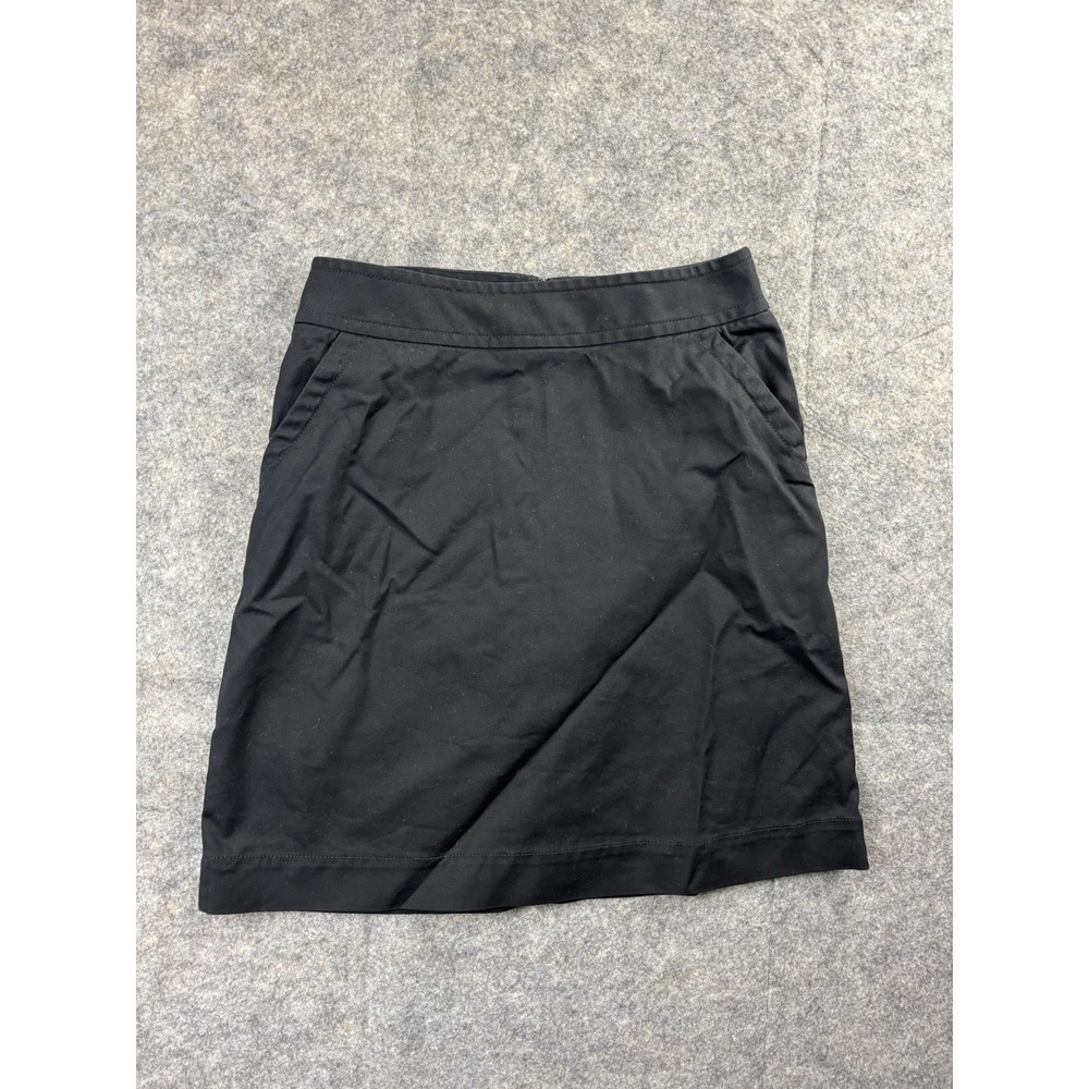BANANA REPUBLIC Black Mini Business Skirt Pockets Size Stretch 2 Old Money Prep